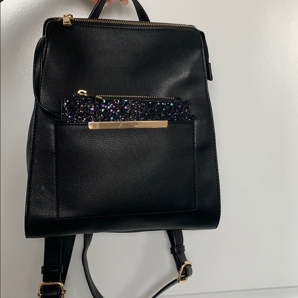 black pleather backpack